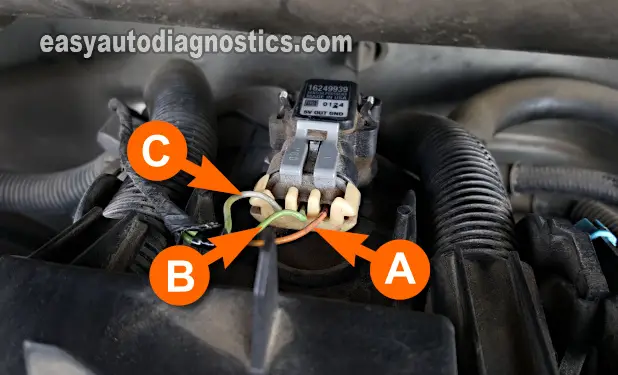 MAP Sensor Pin Out. How To Test The MAP Sensor (1999, 2000, 2001, 2002, 2003, 2004, 2005, 2006 4.8L, 5.3L, 6.0L Chevrolet Silverado, Suburban, Tahoe And GMC Sierra, Tahoe, Tahoe XL)