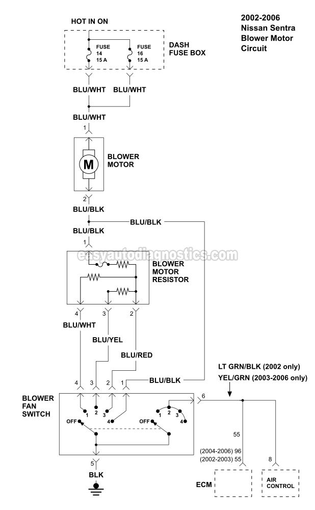 Blower Motor Circuit Diagram (2002-2006 2.5L Nissan Sentra)